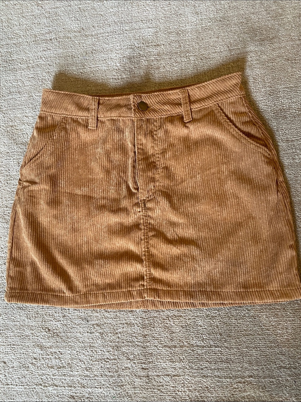 High-Rise Corduroy Mini Skirt in Camel